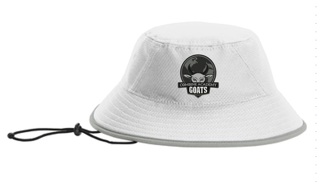 Combine Academy Bucket Hat - Black & White Goat w/ Globe - White
